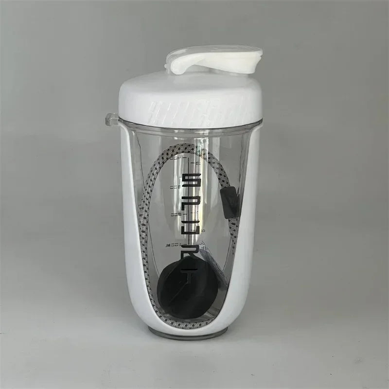590ML Portable Shaker Bottle with Stirring Whisk Ball Plastic Protein Powder Shakes Leakproof Cup for Workout Gym Sport Drinking