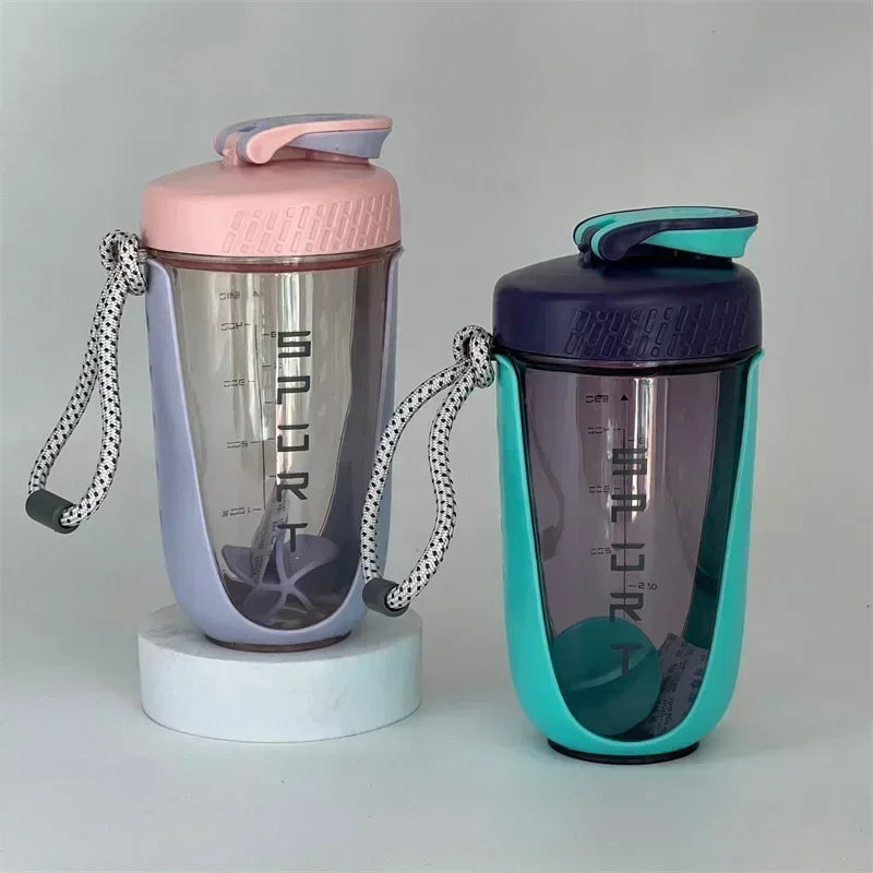 590ML Portable Shaker Bottle with Stirring Whisk Ball Plastic Protein Powder Shakes Leakproof Cup for Workout Gym Sport Drinking