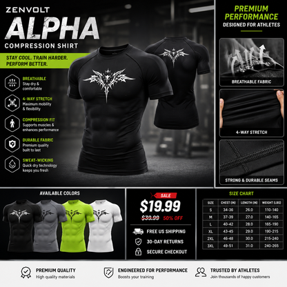 ZenVolt ''Alpha'' Compression Shirt  Breathable Top S-3XL